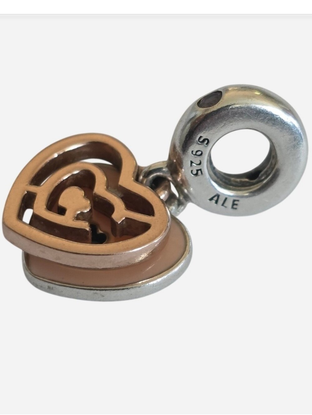 Pandora ALE Sterling /Rose Gold Follow Your Heart Path To Love Dangle‎ Charm